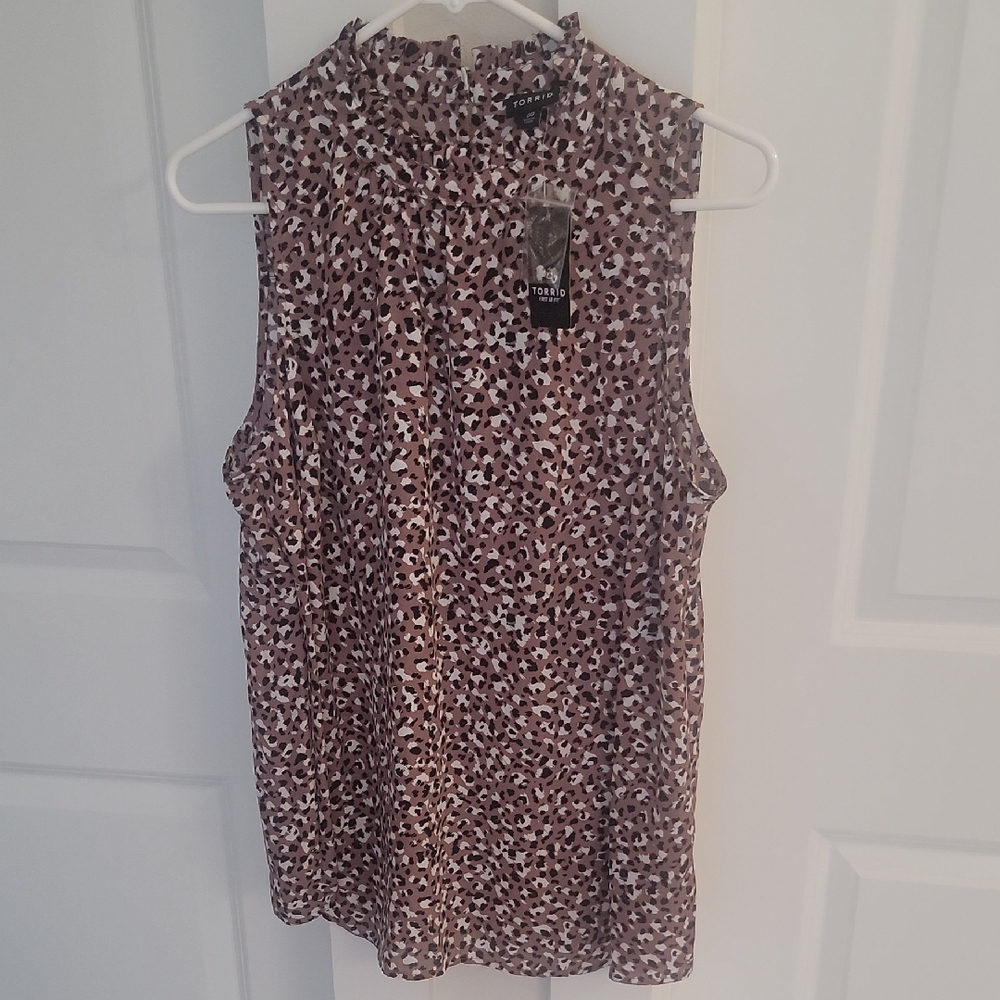 Torrid Sleeveless Blouse - Brown and White Pattern